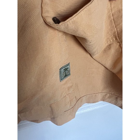 Tommy Bahama Shirt Orange Button Front 100% Silk Short Sleeve Tropical XL - Picture 3 of 12